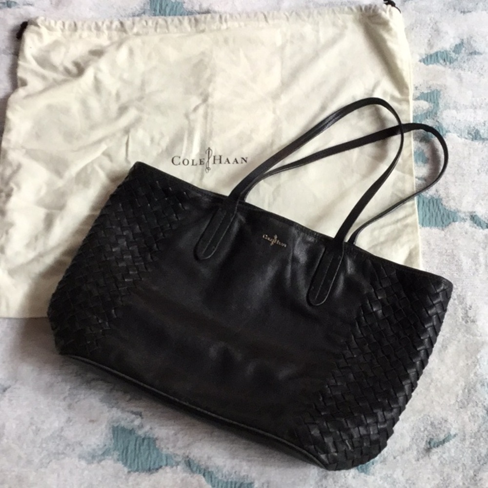 Cole Haan  Black Leather Tote Bag